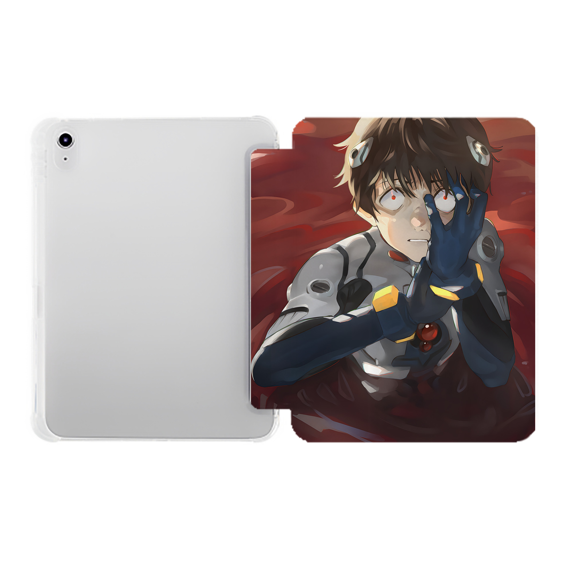 （画像用） EVA 新世紀エヴァンゲリオン IPad ケース ペン収納付き 三つ折りスタンド PUレザー×シリコン 対応機種9.5/10.5/10.9インチ